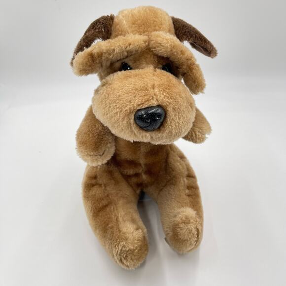 Vintage 12" Raffoler Brown Plush Dog Droopy Floppy Tan Wrinkles SharPei 1986 - Picture 2 of 12